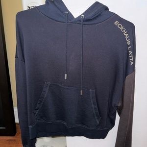 Eckhaus Latta cropped navy hoodie